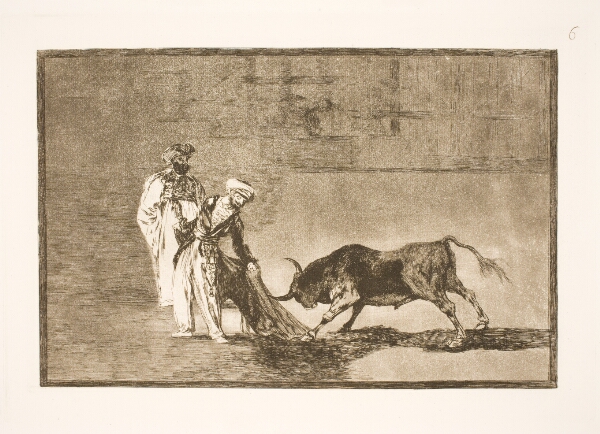 Francisco de Goya, Maurerne udfører et andet trick i arenaen og lokker tyrene til sig med deres burnusser