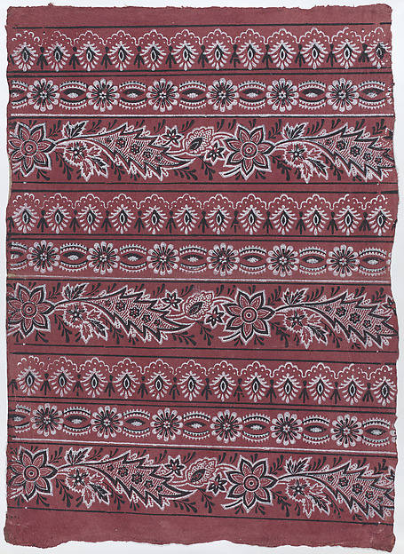 Anonymous, Sheet with three borders with paisley and floral patterns