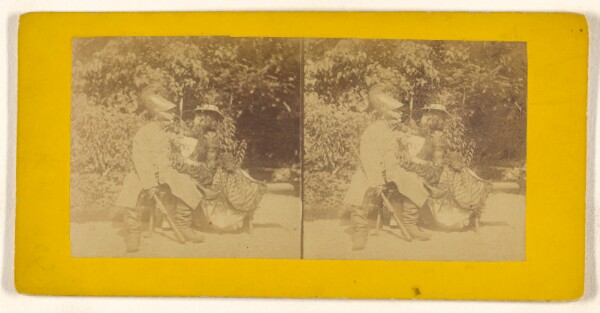Unknown, [Man and women dressed in costumes, man wearing a helmet]