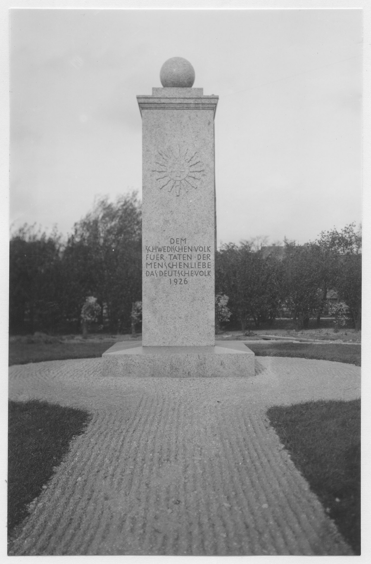 Mårten Sjöbeck, Trelleborg, minnessten från tyska folket 1926