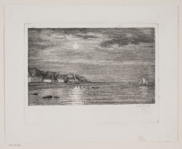 Carl Bloch, Strandparti ved Hellebæk. Måneskin