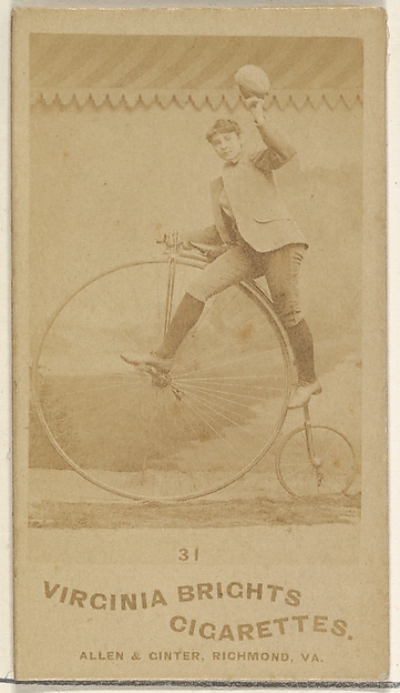 Allen & Ginter, Card 31, from the Girl Cyclists series (N49) for Virginia Brights Cigarettes