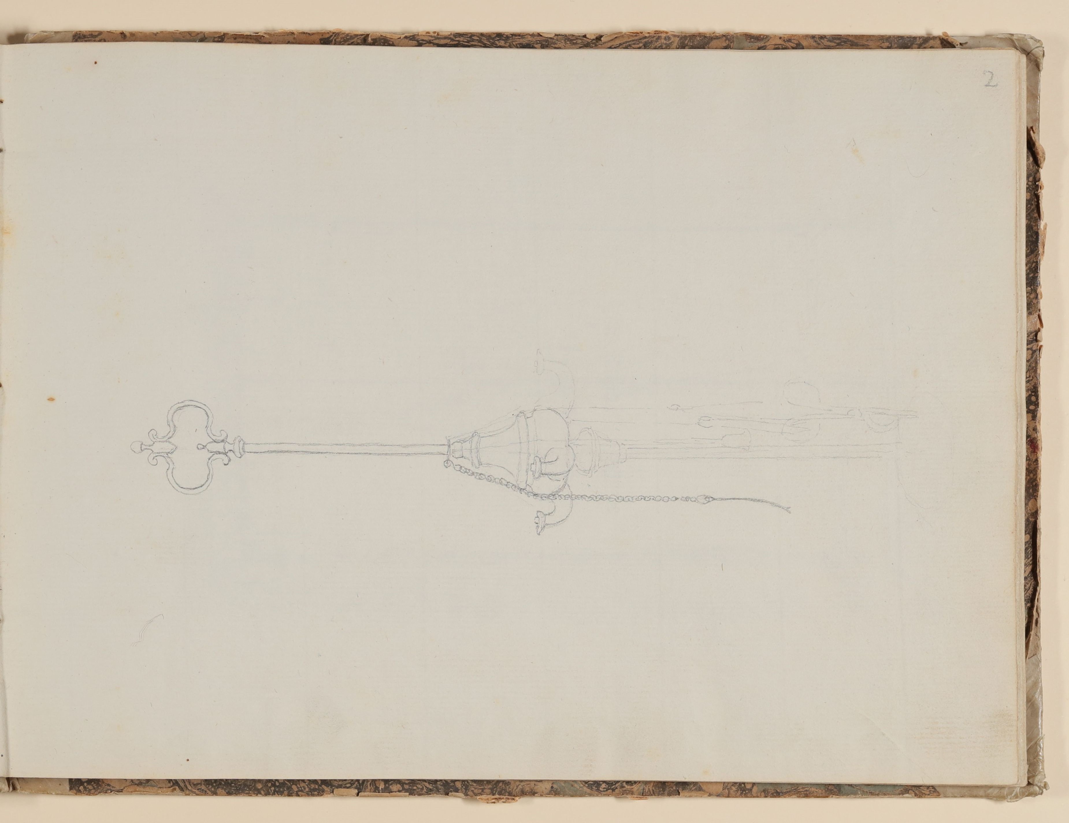 Rosette Städel, Unvollendete Studie einer dreiarmigen Öllampe [aus einem Skizzenbuch der Rosette Städel, Blatt 2r]