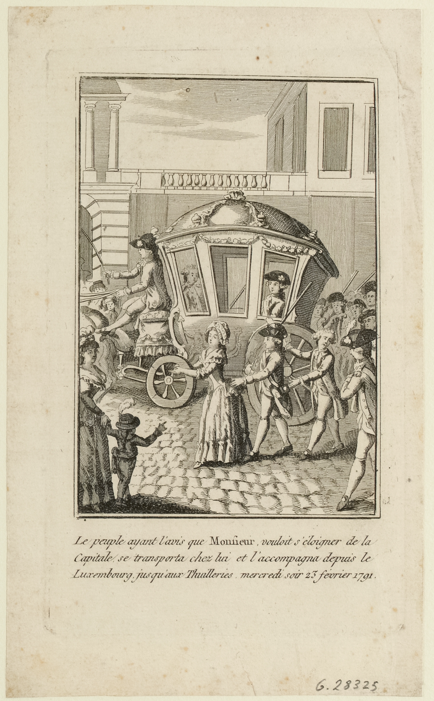 Anonyme, Le peuple ayant l'avis que Monsieur vouloit s'éloigner de la Capitale se transporta chez lui [...].