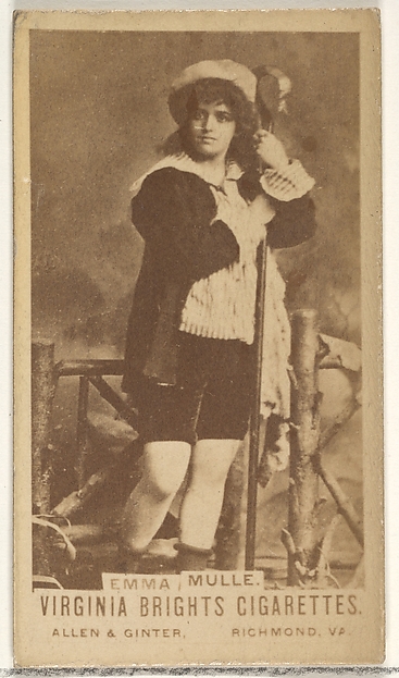 Allen & Ginter, Emma Mulle, from the Actors and Actresses series (N45, Type 1) for Virginia Brights Cigarettes
