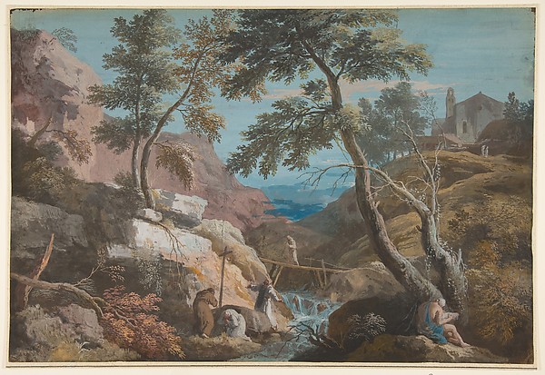 Marco Ricci, Mountainous Landscape with Hermits