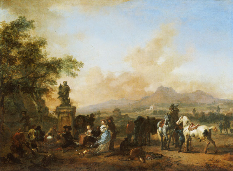 Philips Wouwerman, Rest at a Stag Hunt