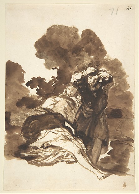 Goya (Francisco de Goya y Lucientes), Figures waking from sleep (?); page 71 from the "Images of Spain" Album (F)