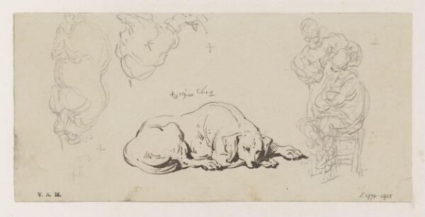 George Chinnery, A dog, and other sketches