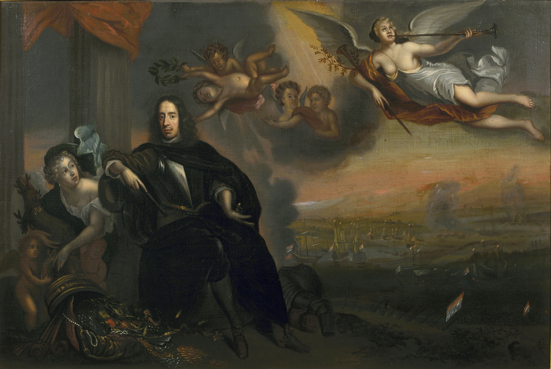 Jan de Baen, Allegorie op Cornelis de Witt (1623-1672) als aanstichter van de overwinning bij Chatham in 1667