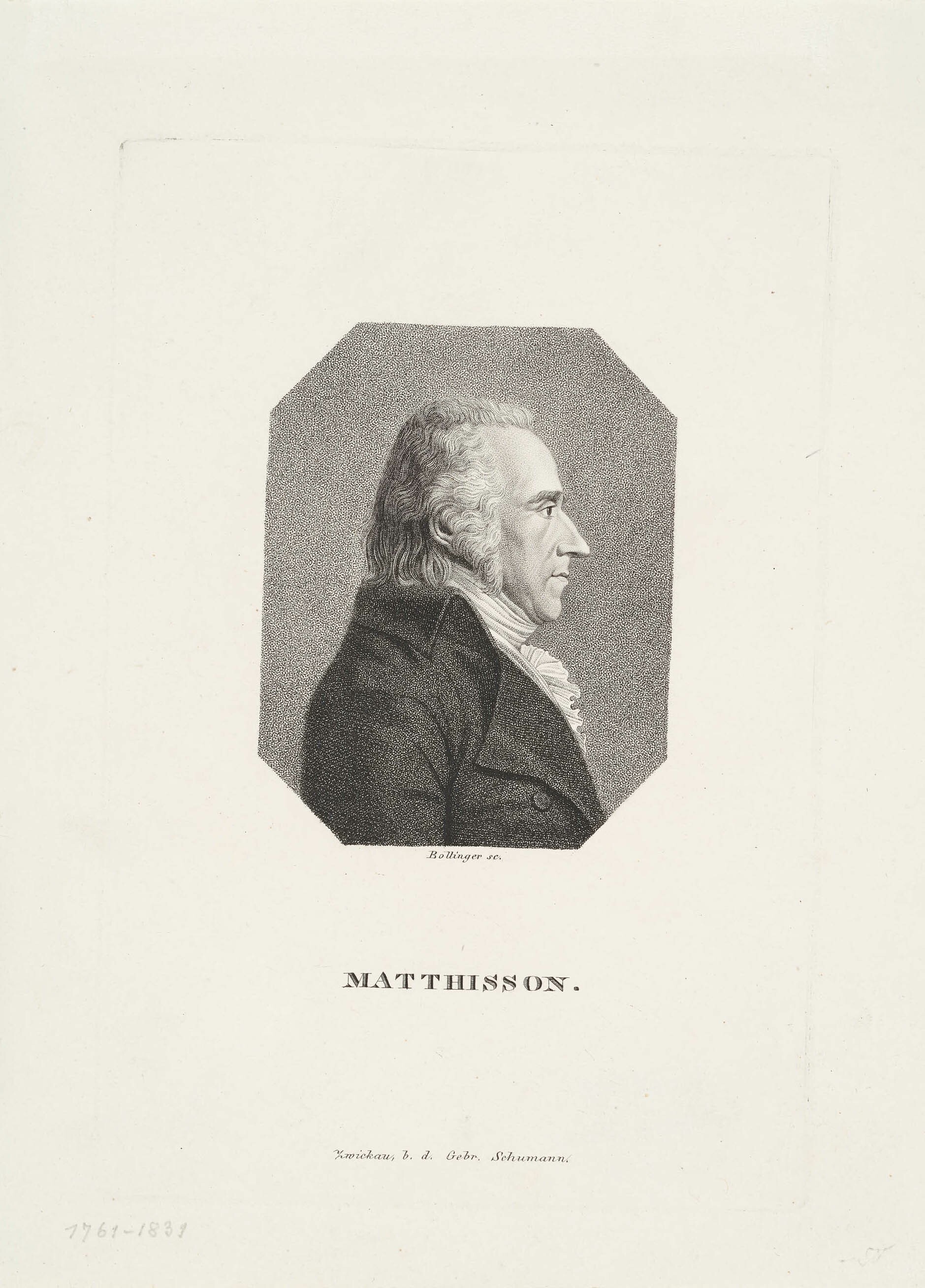 Friedrich Wilhelm Bollinger, Bildnis Friedrich von Matthisson
