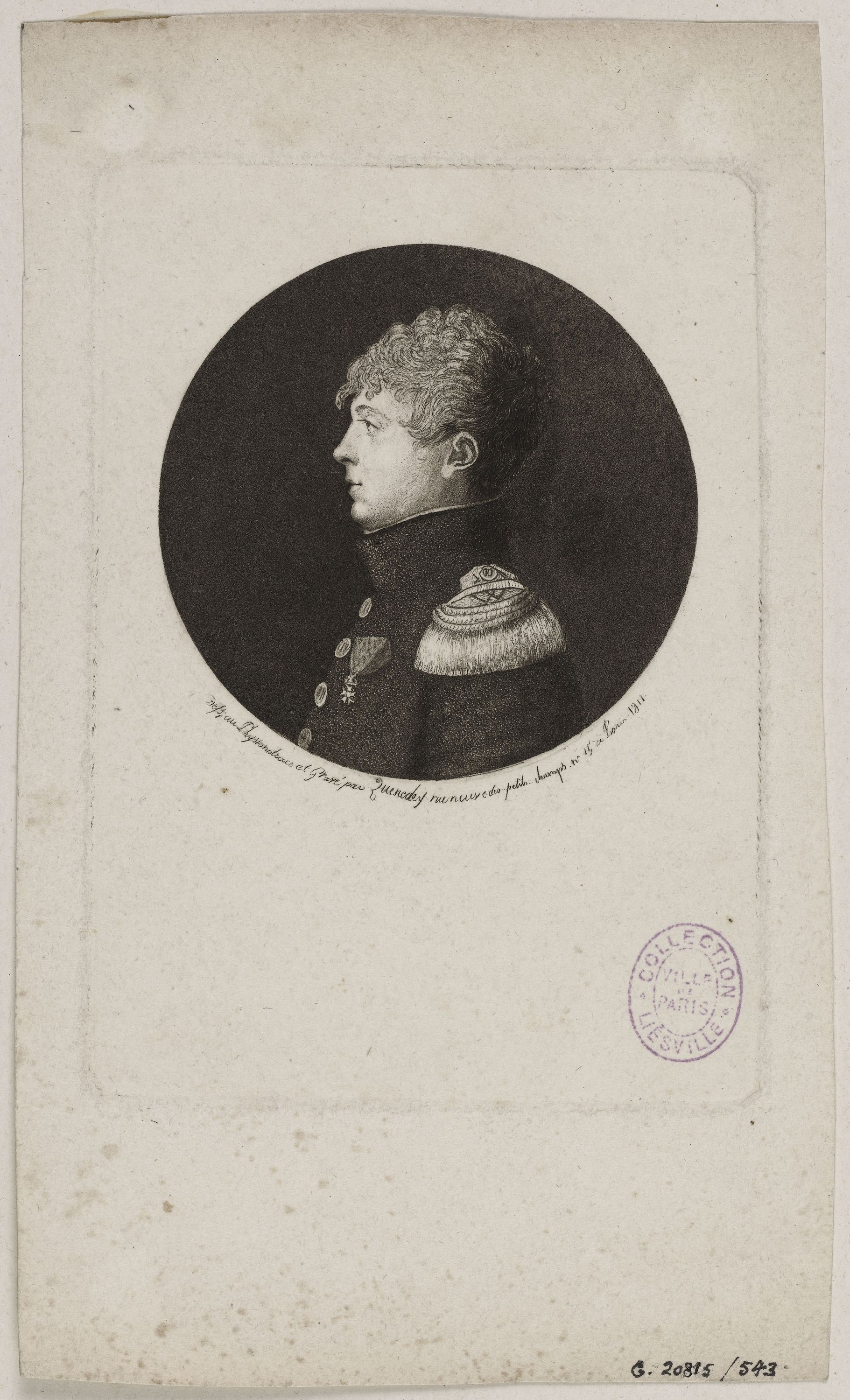 Edmé Quenedey, Portrait d'un homme, représentant un militaire, fin XVIIIème siècle/début XIXème siècle