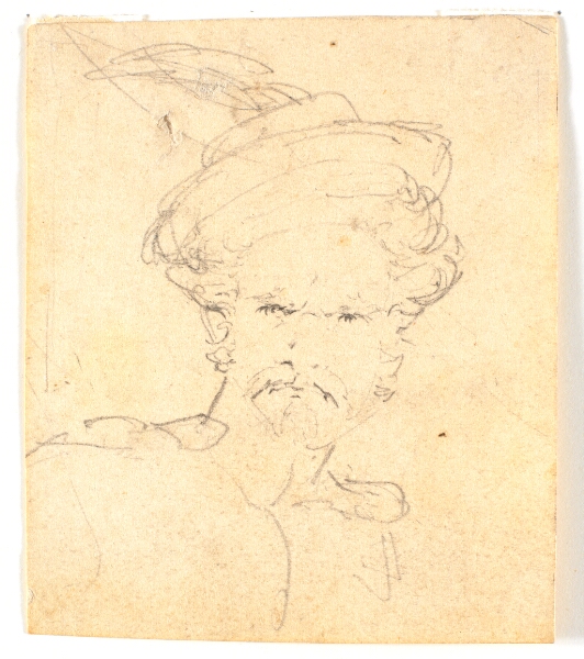 Wilhelm Bendz, Portræthoved med baret med fjer