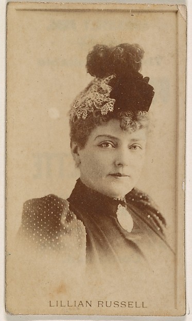 Kinney Brothers Tobacco Company, Lillian Russell, from the Actresses series (N245) issued by Kinney Brothers to promote Sweet Caporal Cigarettes