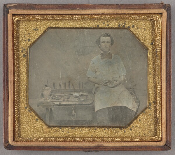 Unknown, [Portrait of a Seated Man with Carving Tools]
