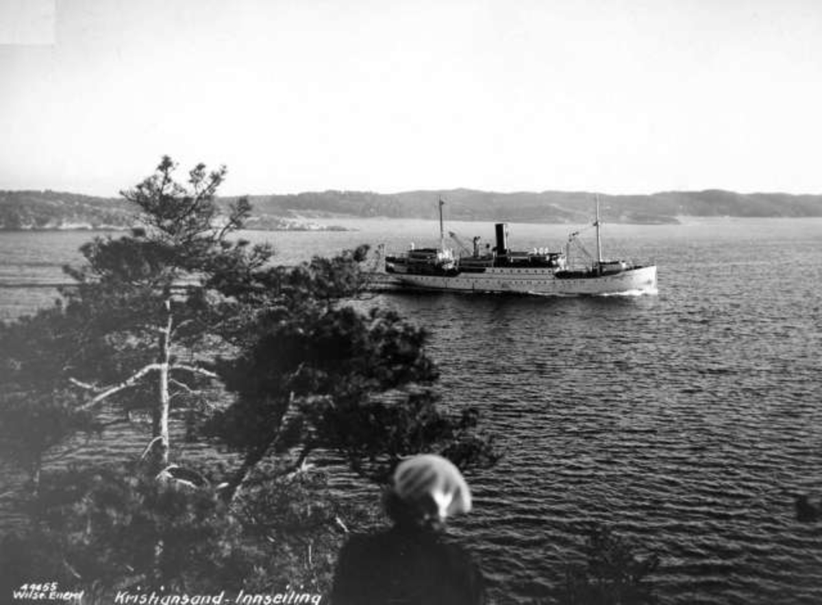 Anders Beer Wilse, Innseiling til Kristiansand. Dampbåter/Skip, Motorbåter/Skip
