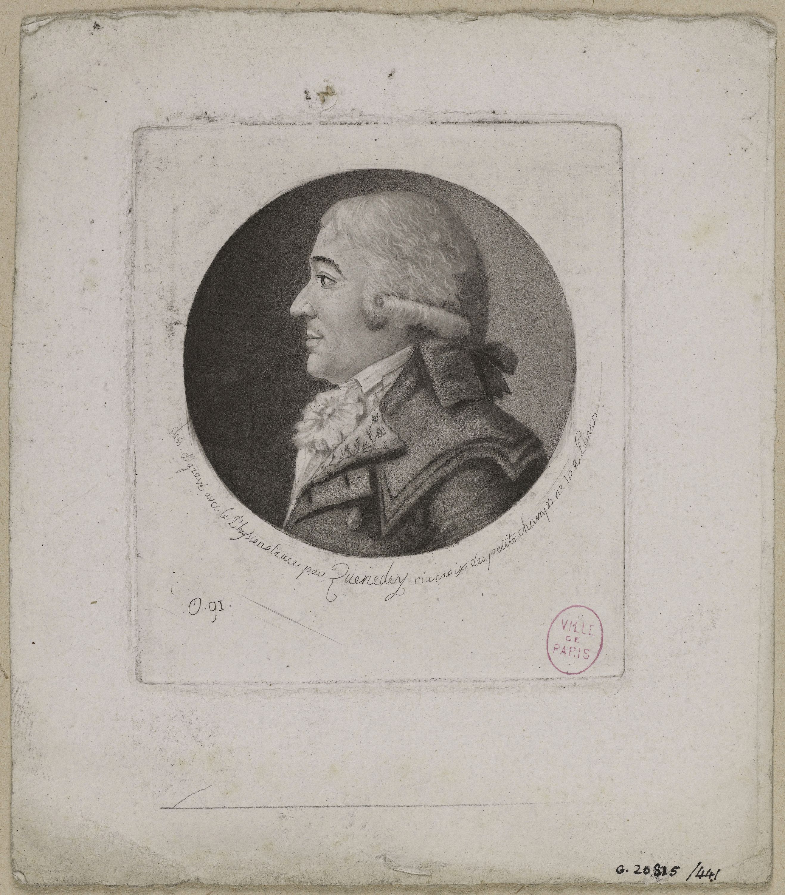 Edmé Quenedey, Portrait d'un homme, fin XVIIIème siècle/début XIXème siècle