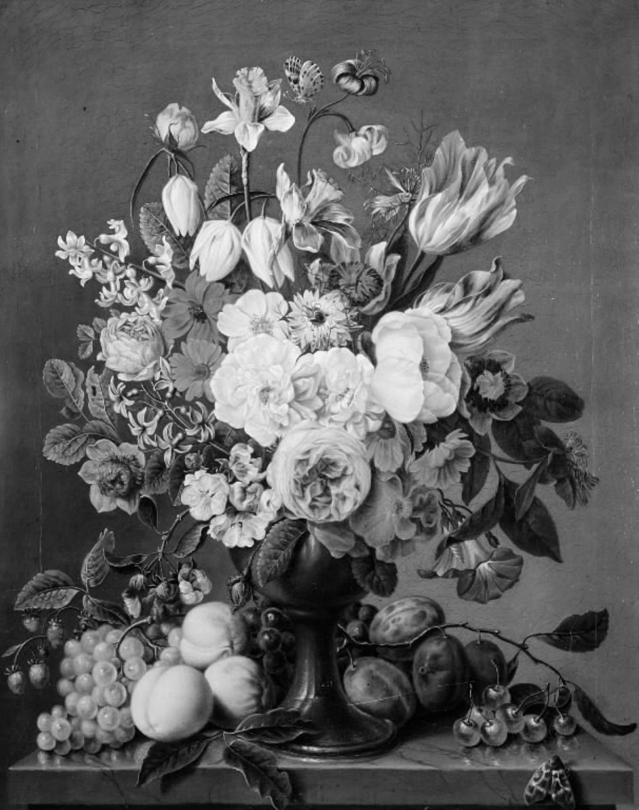 Carl Christian Seydewitz, Blomster i en vase omgivet af frugter
