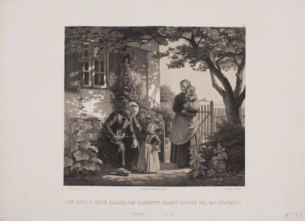 Adolph Kittendorff, En lille pige lader en gammel mand lugte til en blomst