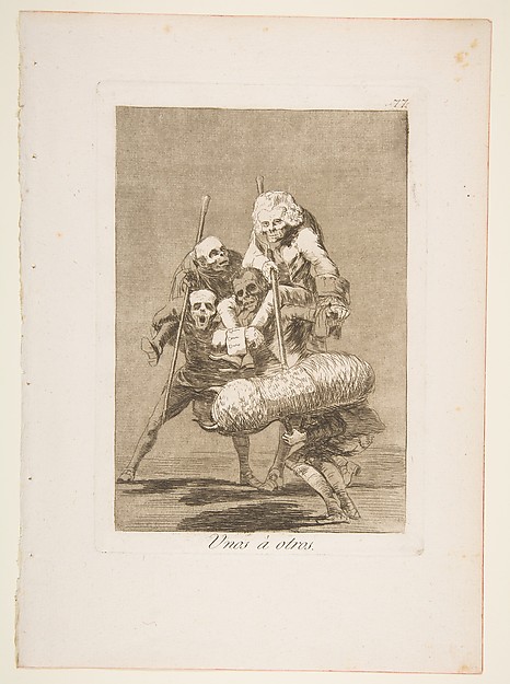 Goya (Francisco de Goya y Lucientes), Plate 77 from "Los Caprichos": What one does to another (Unos á otros)