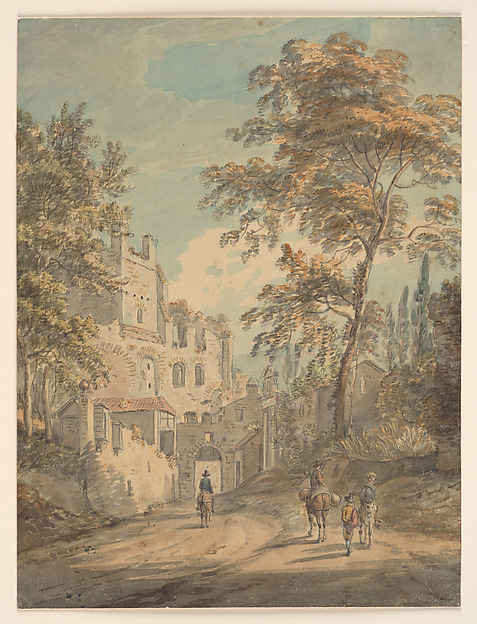 Paul Sandby, Travelers Entering a Town