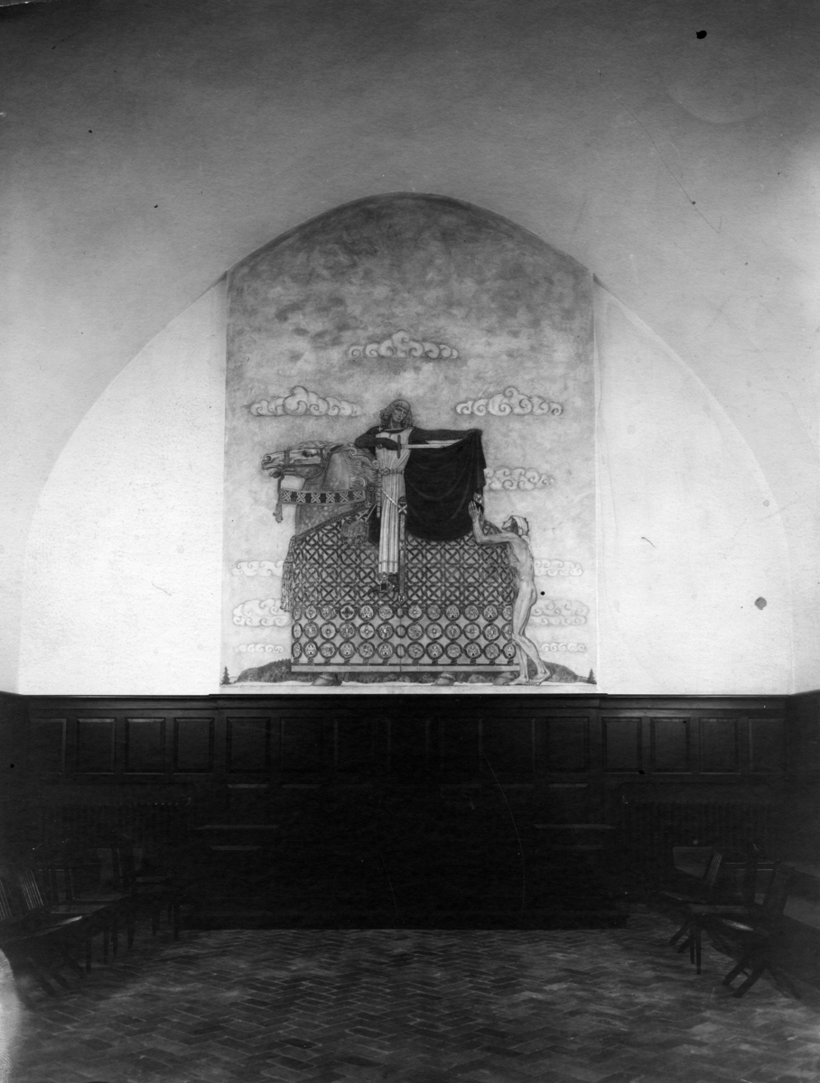 Unknown artist, John Bauers Al Secco målning "Den helige Martin och tiggaren" som finns i Odd Fellow huset i Nyköping.