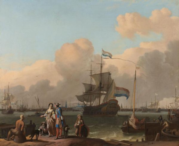 Ludolf Bakhuysen, The Y at Amsterdam, with the Frigate 'De Ploeg'