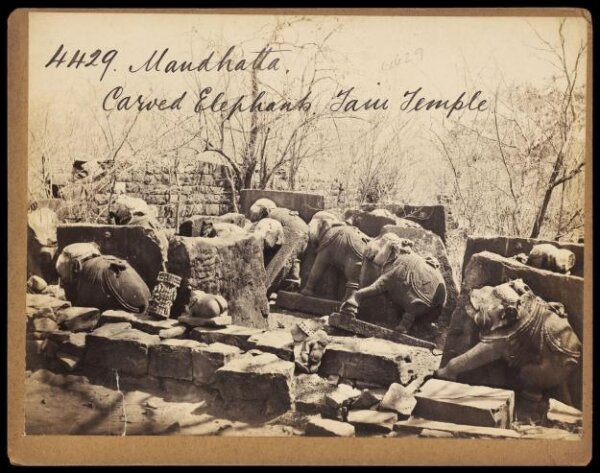 Francis Frith, Mandhatta.  Carved Elephants Jain Temple