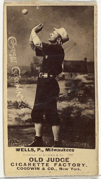 Goodwin & Company, Frank D. Wells, Pitcher, Milwaukee, from the Old Judge series (N172) for Old Judge Cigarettes
