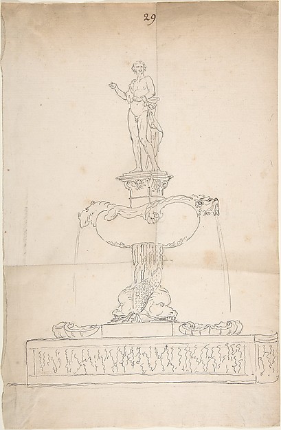 Anonymous, French, 18th century, Sketch of Fountain