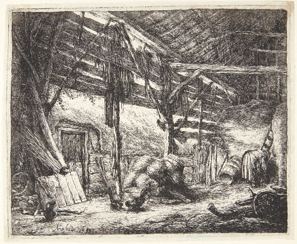 Adriaen van Ostade, Det indre af en lade