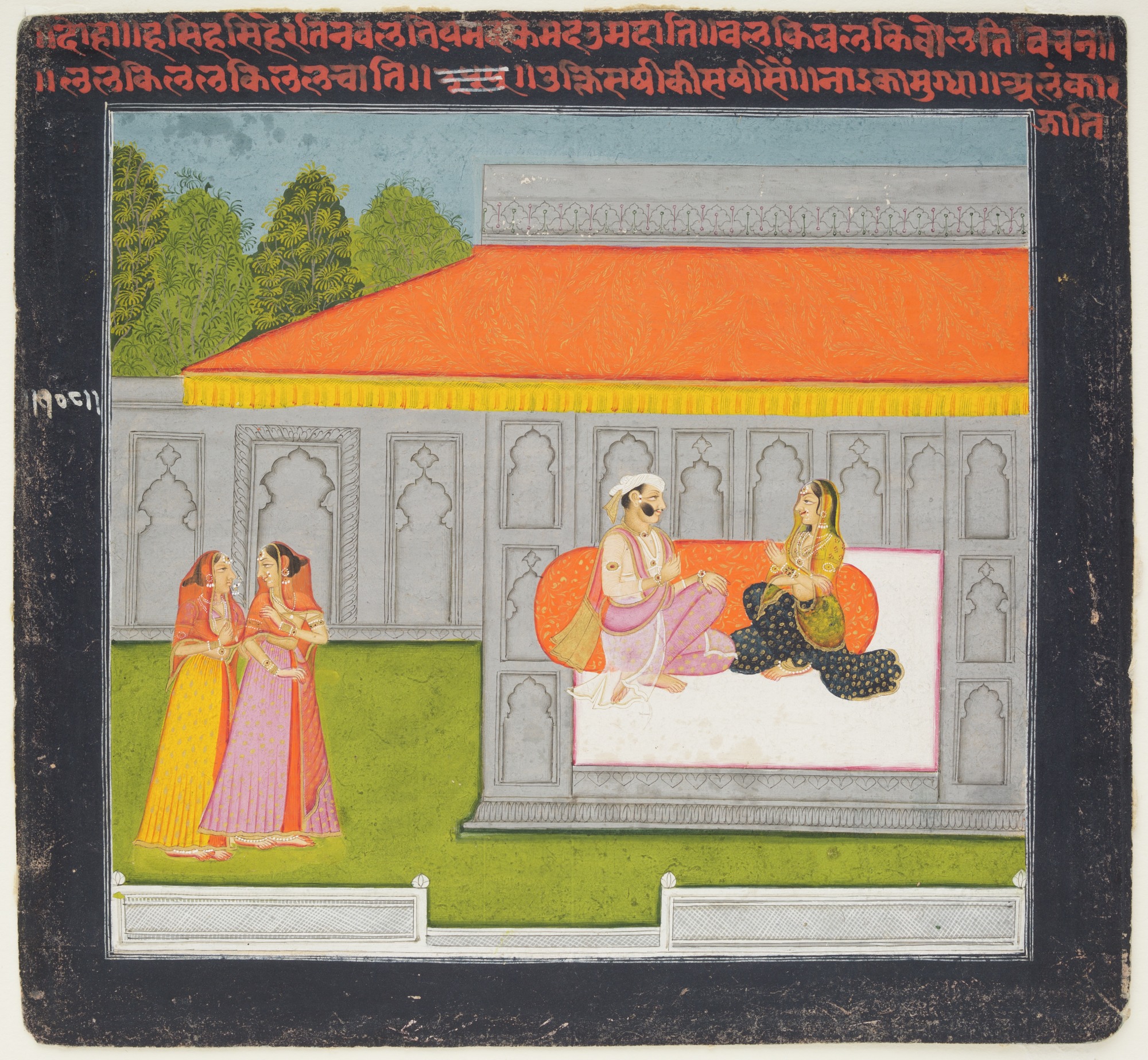 Unknown artist, Hero and Heroine Subject: Prince and Lady in Pavilion with Two Attendants
