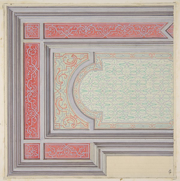 Jules-Edmond-Charles Lachaise, Design for the decoration of a ceiling in strapwork and rinceaux