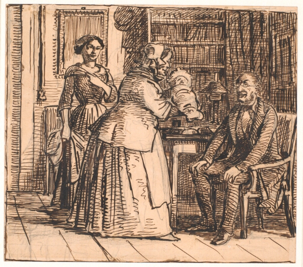 Wilhelm Marstrand, Jordemoderen præsenterer arvingen