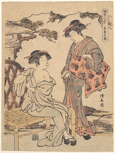 Torii Kiyonaga, Sunset Glow of Late Summer (Chōka no sekishō), from the series Eight Views of the Four Seasons (Shiki hakkei)