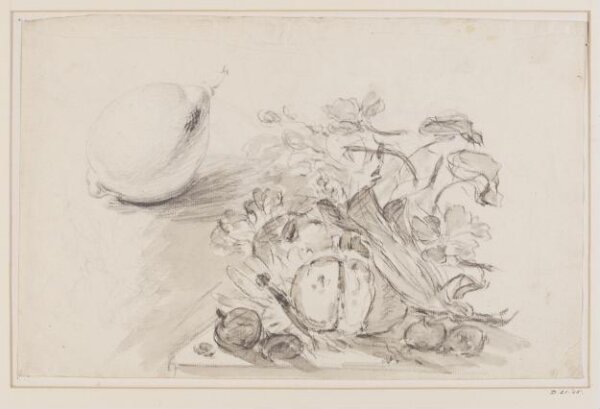 Unknown, recto: Still-life with a Cut-open Pumpkin and Separate Study of a Lemon