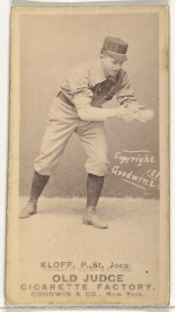 Goodwin & Company, Gustave Louis "Gus" Klopf, Pitcher, St. Joseph Clay Eaters, from the Old Judge series (N172) for Old Judge Cigarettes