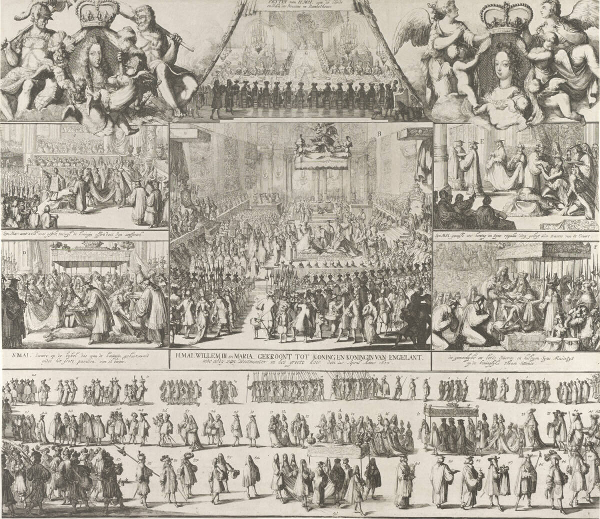 Anonym, Krönungsfeierlichkeiten Wilhelms III. in Westminster Abbey und Festbankett