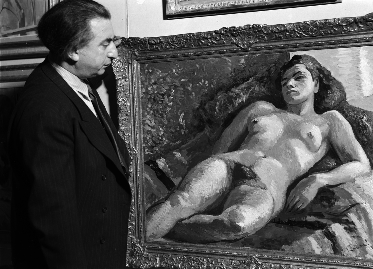 Paul Sandberg, The artist Isaac Grünewald at the oil painting Moroccan, Östgöta Nation, Uppsala 1943