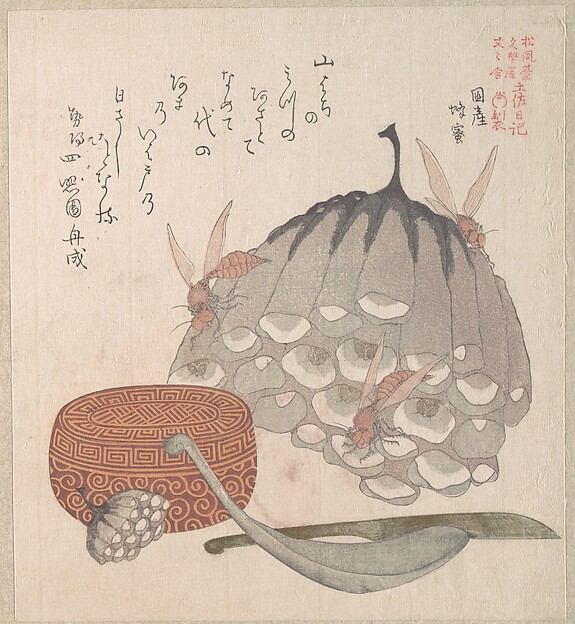 Kubo Shunman, Hives with Wasps, and a Box with a Spoon for Honey