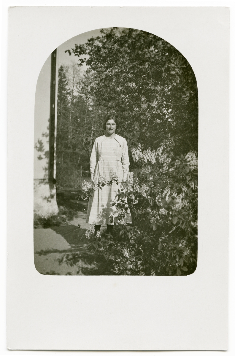 Henri Osti's Fotografiateliér, Ung kvinna i trädgård, Uppsala före 1914