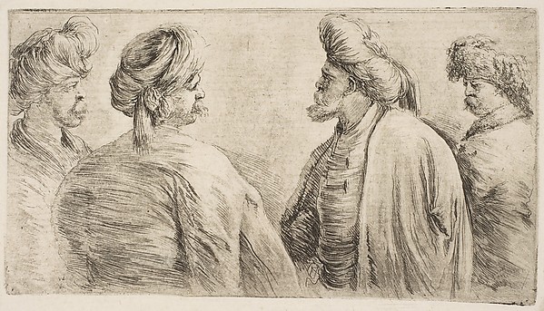 Stefano della Bella, Four Turks, Half Length