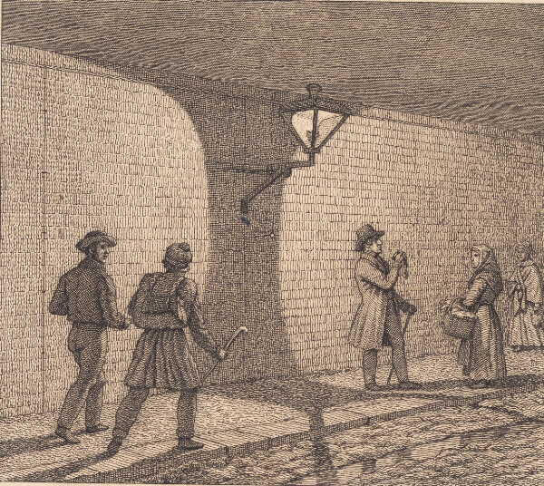 C.W. Eckersberg, Gadescene ved lygteskin. Illustration til "Linearperspectiven", Tavle VIII