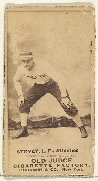 Goodwin & Company, Stovey, Left Field, Philadelphia Athletics, from the Old Judge series (N172) for Old Judge Cigarettes