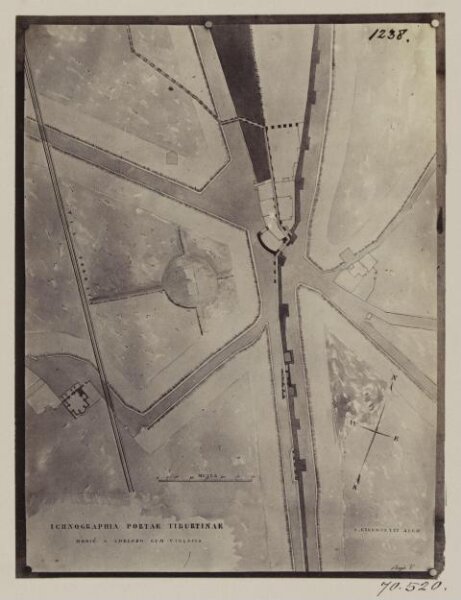 Parker, John Henry, Gates of Rome - Plan of the Porta S. Lorenzo, or Tiburtina (called also by Frontinus, Viminalis), with the Aqueducts and the Castellum Aquae Tepulae