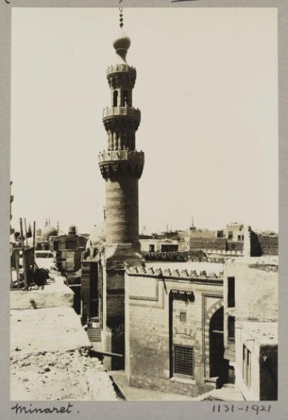 K.A.C. Creswell, Minaret of the mosque of Mamluk Amir Aqsunqur al-Nasiri, Blue Mosque, Cairo