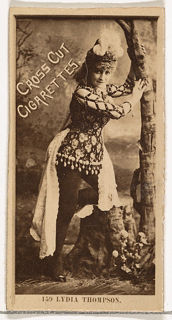W. Duke, Sons & Co., Card Number 159, Lydia Thompson, from the Actors and Actresses series (N145-2) issued by Duke Sons & Co. to promote Cross Cut Cigarettes