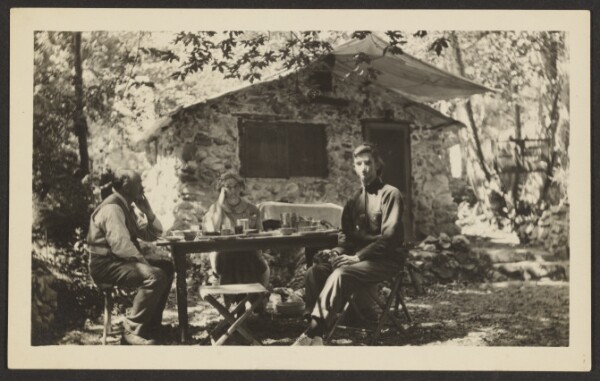 Louis Fleckenstein, [Outdoor Meal at Stone House in Woods]