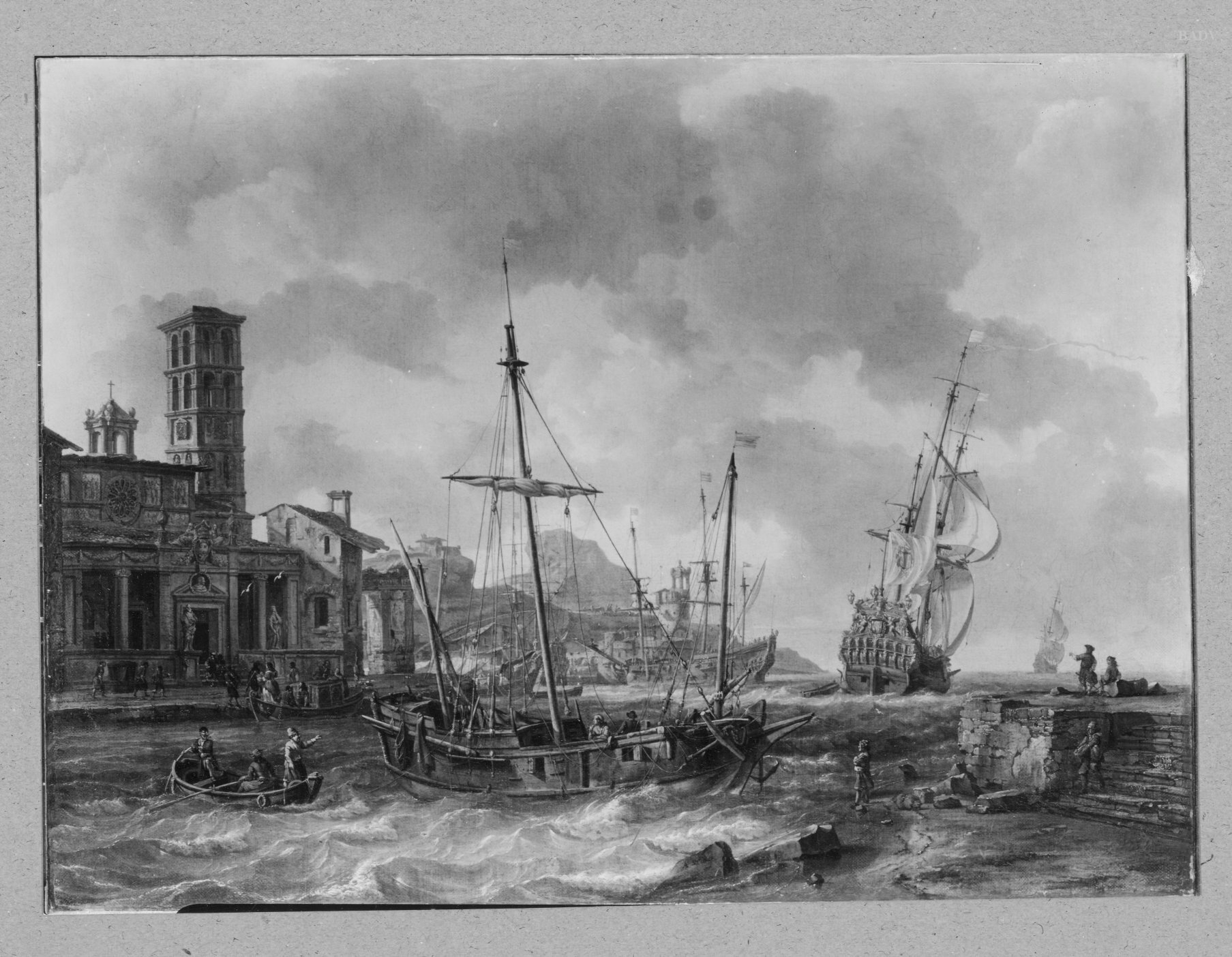 Abraham Storck, view of an italian harbour