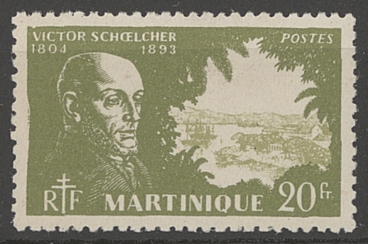 Unknown artist, Dix-neuf timbres postaux de la France Libre, série Londres type Dulac Martinique Schoelcher